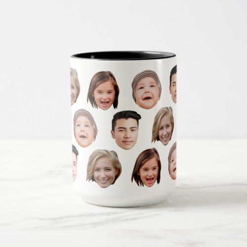 Cute Personalized Family Face 4 Photos Mug