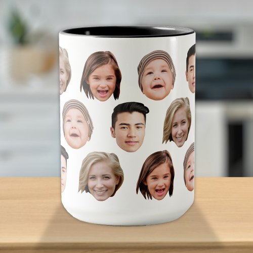 Cute Personalized Family Face 4 Photos Mug