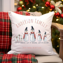 Cute Personalized Family Name Snowman Let it Snow