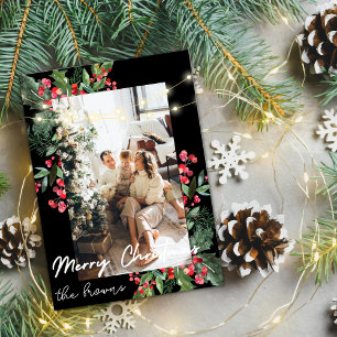 Cute personalized family photo & name christmas holiday card