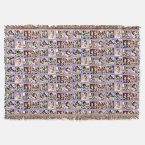 Cute Personalized Family Photos Pattern on Purple