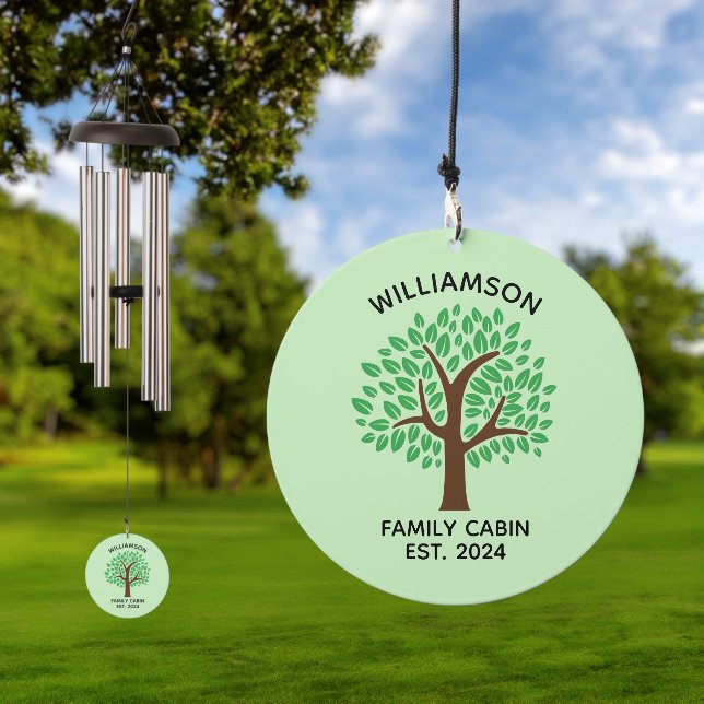 Cute Personalized Family Reunion Gift Green Tree Wind Chime (Outdoor)