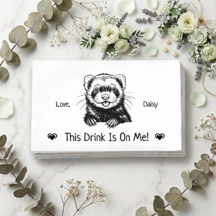 Cute Personalized Ferret Wedding Drink Ticket Enclosure Card