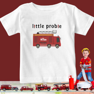 Cute Personalized Fire Truck Firefighter Baby T-Shirt