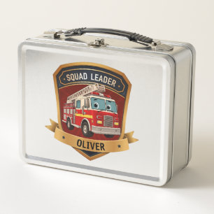 Cute Personalized Firefighter Badge Personalized Metal Lunch Box