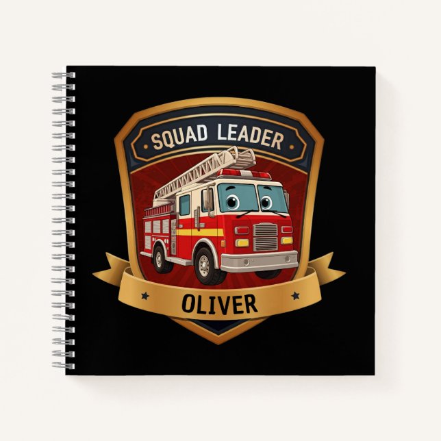 Cute Personalized Firefighter Badge Personalized Notebook (Front)