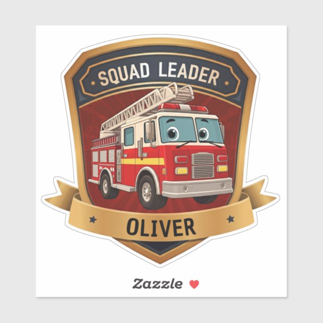 Cute Personalized Firefighter Badge Sticker (Sheet)