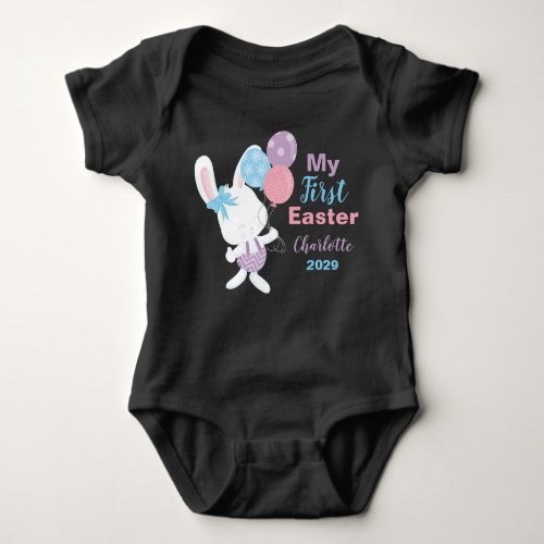 Cute Personalized First Easter Bunny Balloons Baby Bodysuit