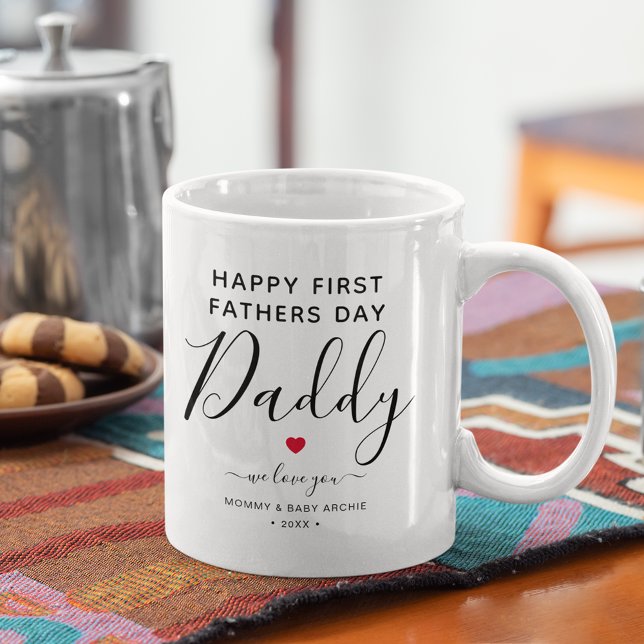 Cute Personalized "First Fathers Day" Daddy  Coffee Mug (Creator Uploaded)