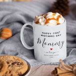 Cute Personalized "First Mothers Day" Daddy  Coffee Mug<br><div class="desc">Super cute - simple design for new moms,  featuring the text "Happy First Mothers Day" Mommy. Designed with a combination of modern text and elegant calligraphy script. Personalize with a 'we love you' message and add name/s using the template provided. Makes a wonderful keepsake gift for Mothers day!</div>