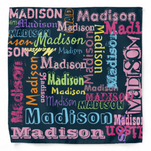 Cute Personalized First Name Pattern on Navy Bandana