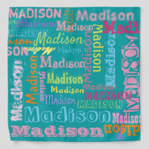Cute Personalized First Name Pattern on Teal Bandana
