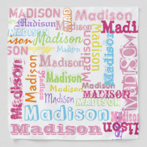 Cute Personalized First Name Pattern on White Bandana