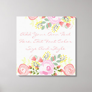 Cute personalized floral canvas print