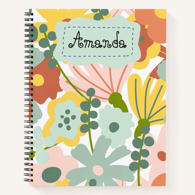 Cute Personalized Floral kids Notebook (Front)