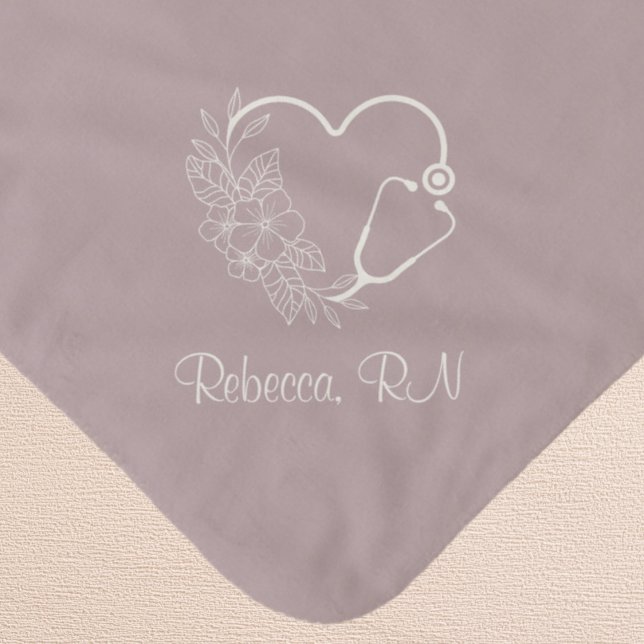 Cute Personalized Floral Stethoscope Nurse Sherpa Blanket (Cute floral stethoscope Personalized Custom name nurse doctor blanket gift feminine present cozy)