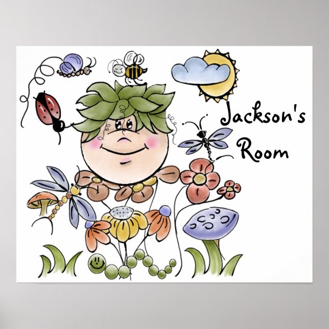 Cute Personalized Flower Garden Fairy Poster (Front)