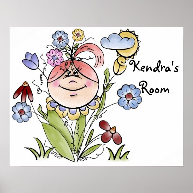 Cute Personalized Flower Garden Fairy Poster (Front)