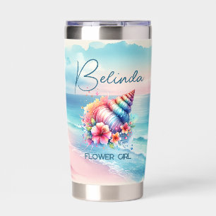 Cute Personalized Flower Girl Coastal Insulated Tumbler