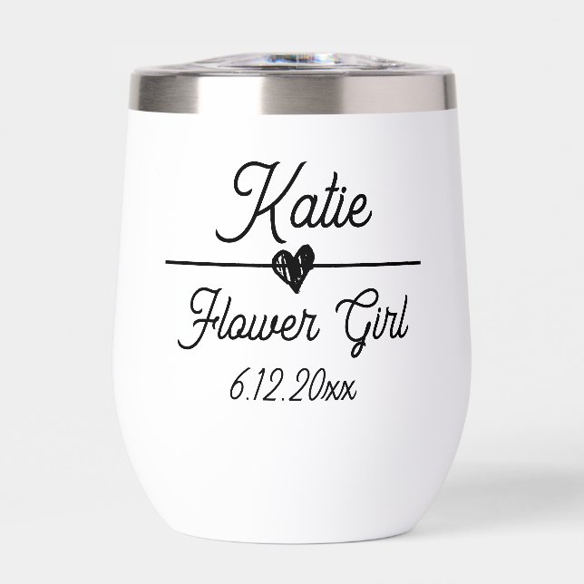 Cute Personalized Flower girl Gift Thermal Wine Tumbler (Front)