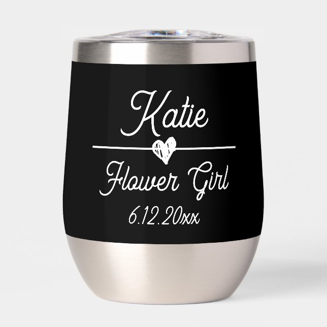 Cute Personalized Flower girl Gift Thermal Wine Tumbler (Front)