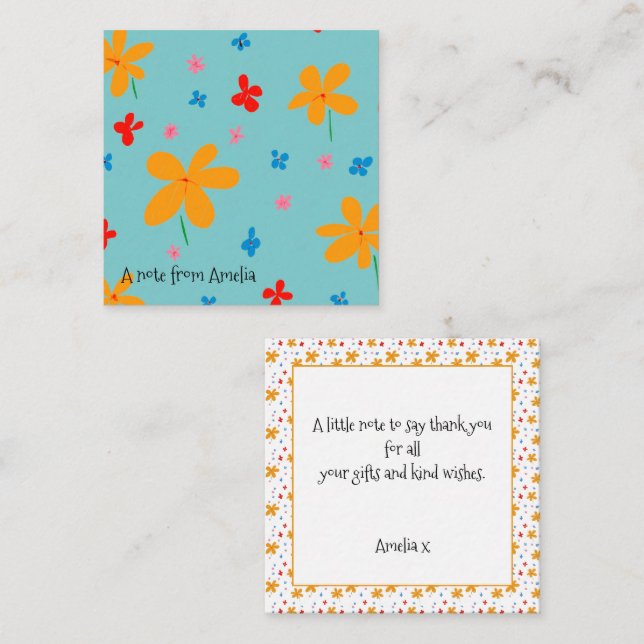 Cute Personalized Flower Note Card (Front/Back)
