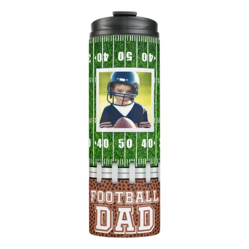 Cute Personalized Football Dad Photo Thermal Tumbler