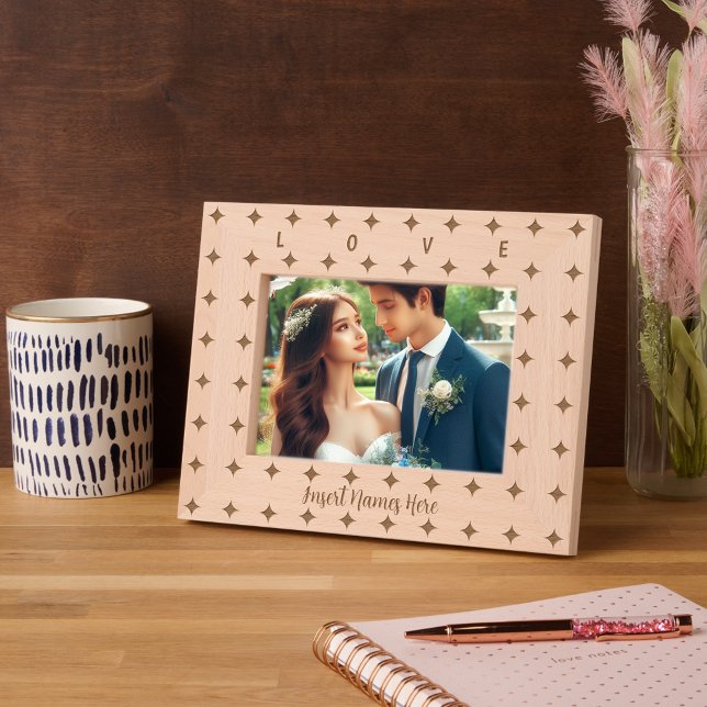 Cute Personalized Four Point Star Pattern  Engraved Frames (Creator Uploaded)