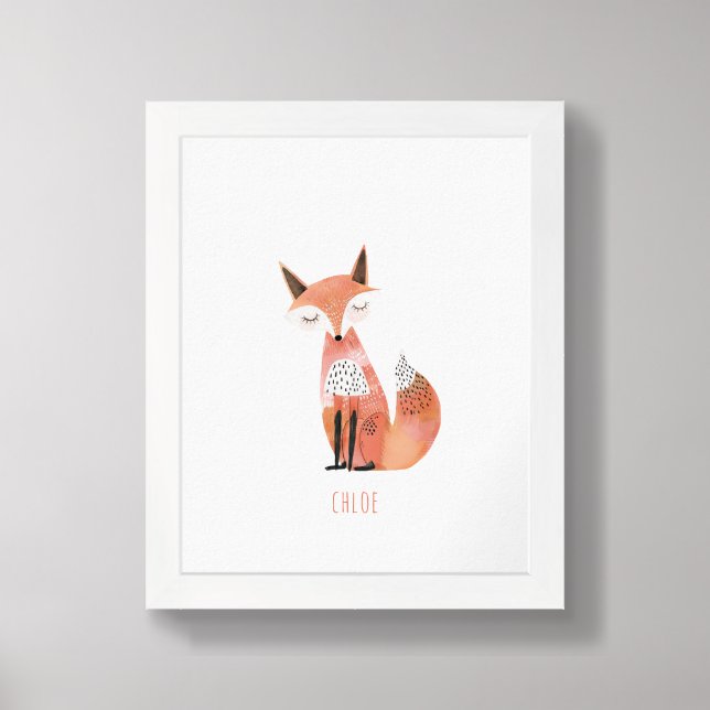 Cute Personalized Fox Poster Print (Framed Front)