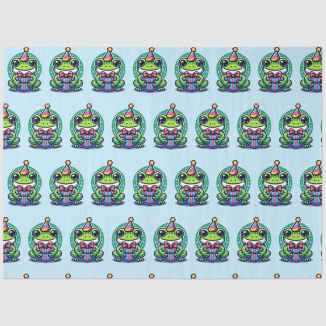 Cute Personalized Frog Themed Birthday Tissue Paper (Front)