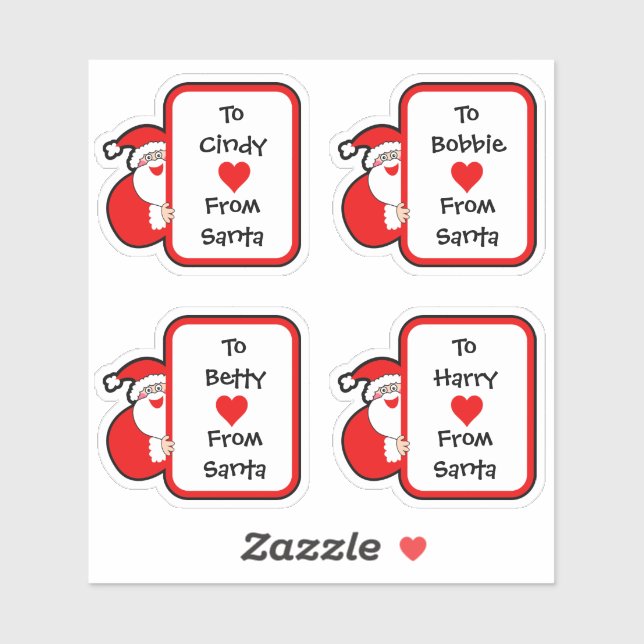 Cute Personalized From Santa Stickers (Sheet)