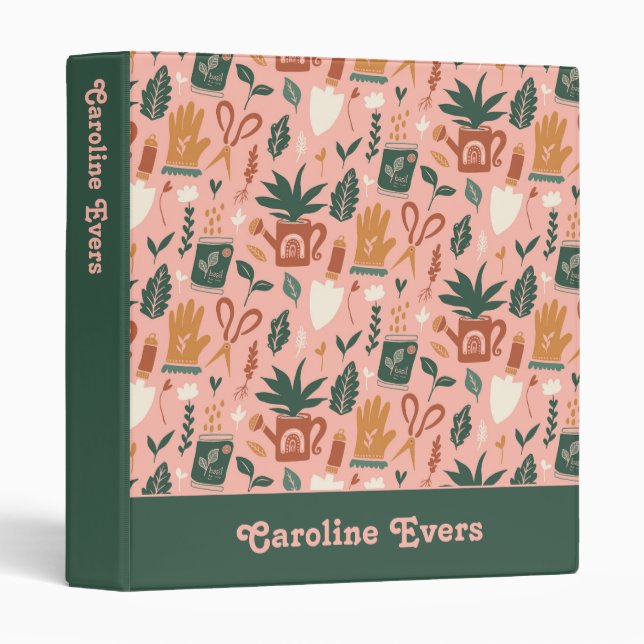 Cute Personalized Gardening Gift 3 Ring Binder (Front/Spine)