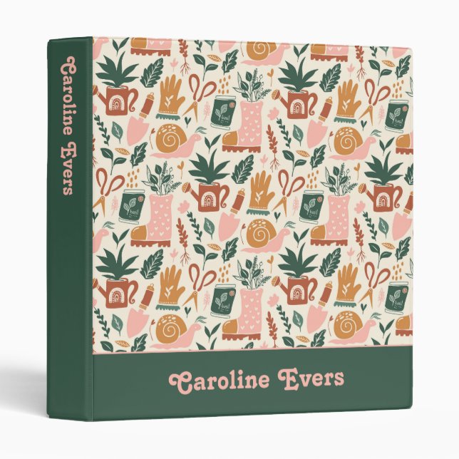 Cute Personalized Gardening Gift 3 Ring Binder (Front/Spine)