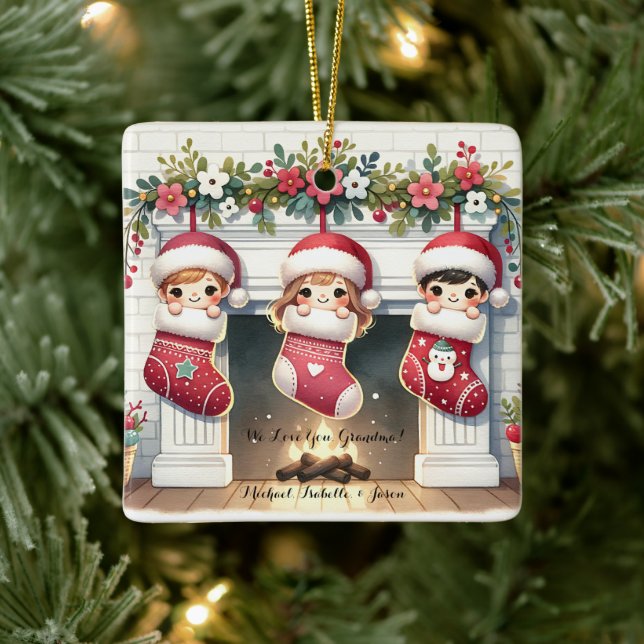 Cute Personalized Gift To Grandma From Grandkids Ceramic Ornament (Tree)