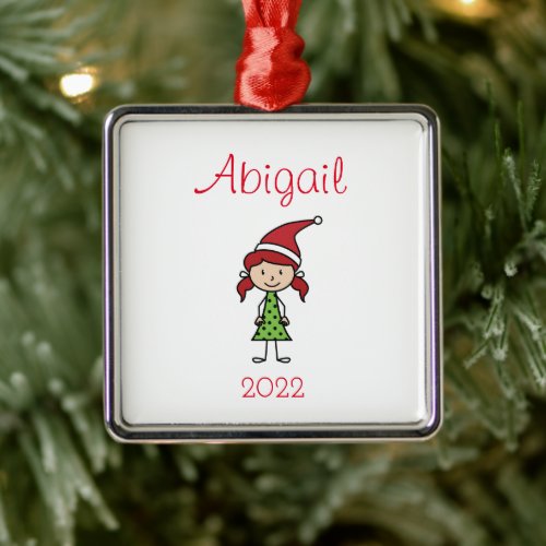 cute personalized girl christmas kids  metal ornament