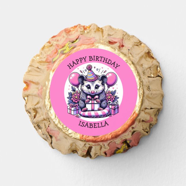 Cute Personalized Girl's Birthday Possum Reese's Peanut Butter Cups (Front)