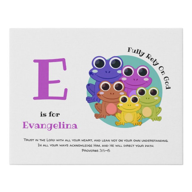 Cute Personalized Girls Nursery FROG Faux Canvas Print (Front)