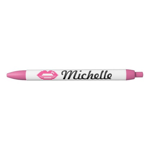 Cute personalized girls pen with pink lips kiss