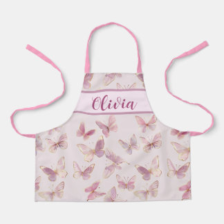 Cute Personalized Girls Pink Butterfly Apron
