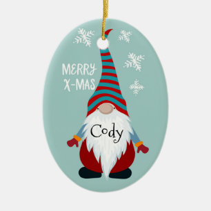 Cute Personalized Gnome Ceramic Ornament