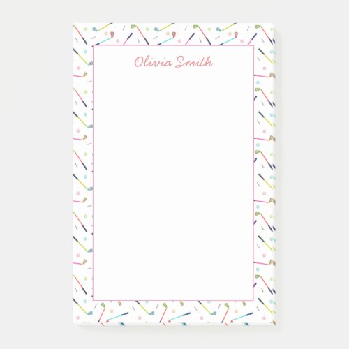 Cute Personalized Golf Pattern Women Post_it Notes