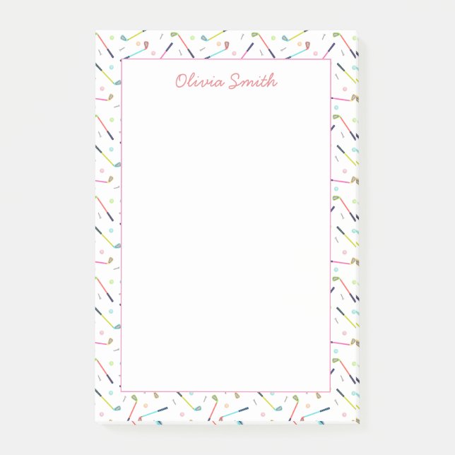 Cute Personalized Golf Pattern Women Post-it Notes (Front)