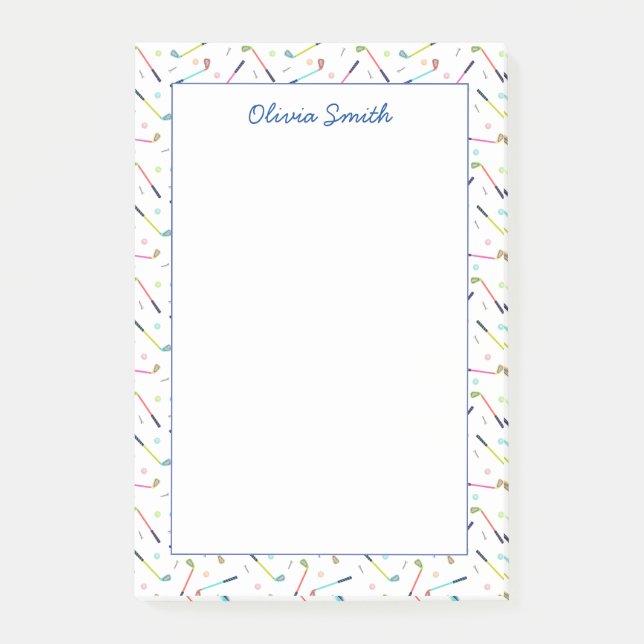 Cute Personalized Golf Pattern Women Post-it Notes (Front)
