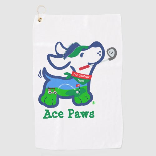 Cute Personalized Golfer Ace Paws Dog Silhouette Golf Towel