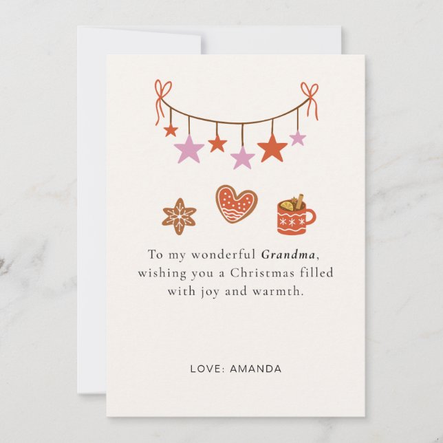 Cute Personalized Grandmother Christmas Card (Front)
