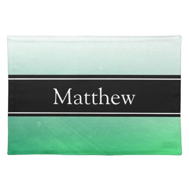 Cute Personalized Green Black table Place Mat (Front)