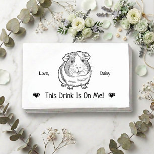 Cute Personalized Guinea Pig Wedding Drink Ticket Enclosure Card
