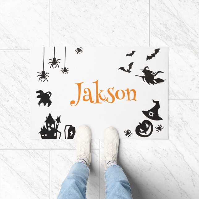 Cute Personalized Halloween Doormat – Custom Name  (Indoor)