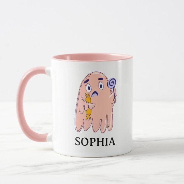Cute Personalized Halloween Ghost Mug (Left)