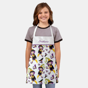 Cute Personalized Halloween Witch Pattern Apron
